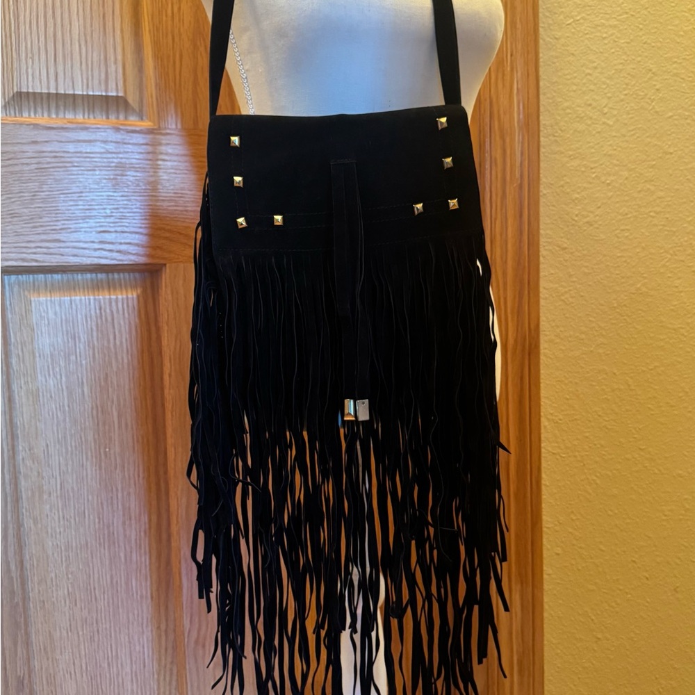 Chic Black Fringe Crossbody Bag